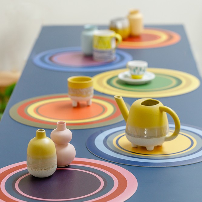 Set 6 tovagliette rotonde colorate e originali Round Flower