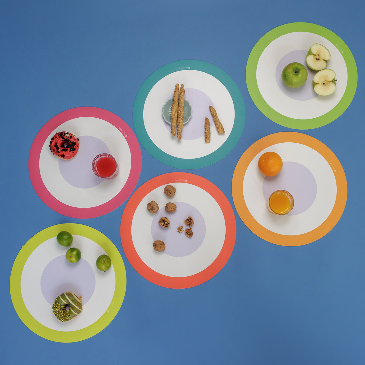 Set di 6 tovagliette rotonde colorate e originali Round Orbit